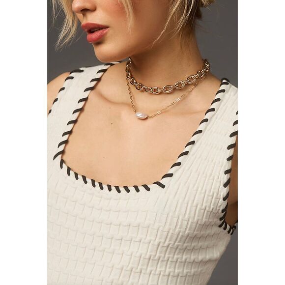 Anthropologie The Aimee Slim Ribbed Knit Midi Dress in White Size XL - Picture 10 of 12